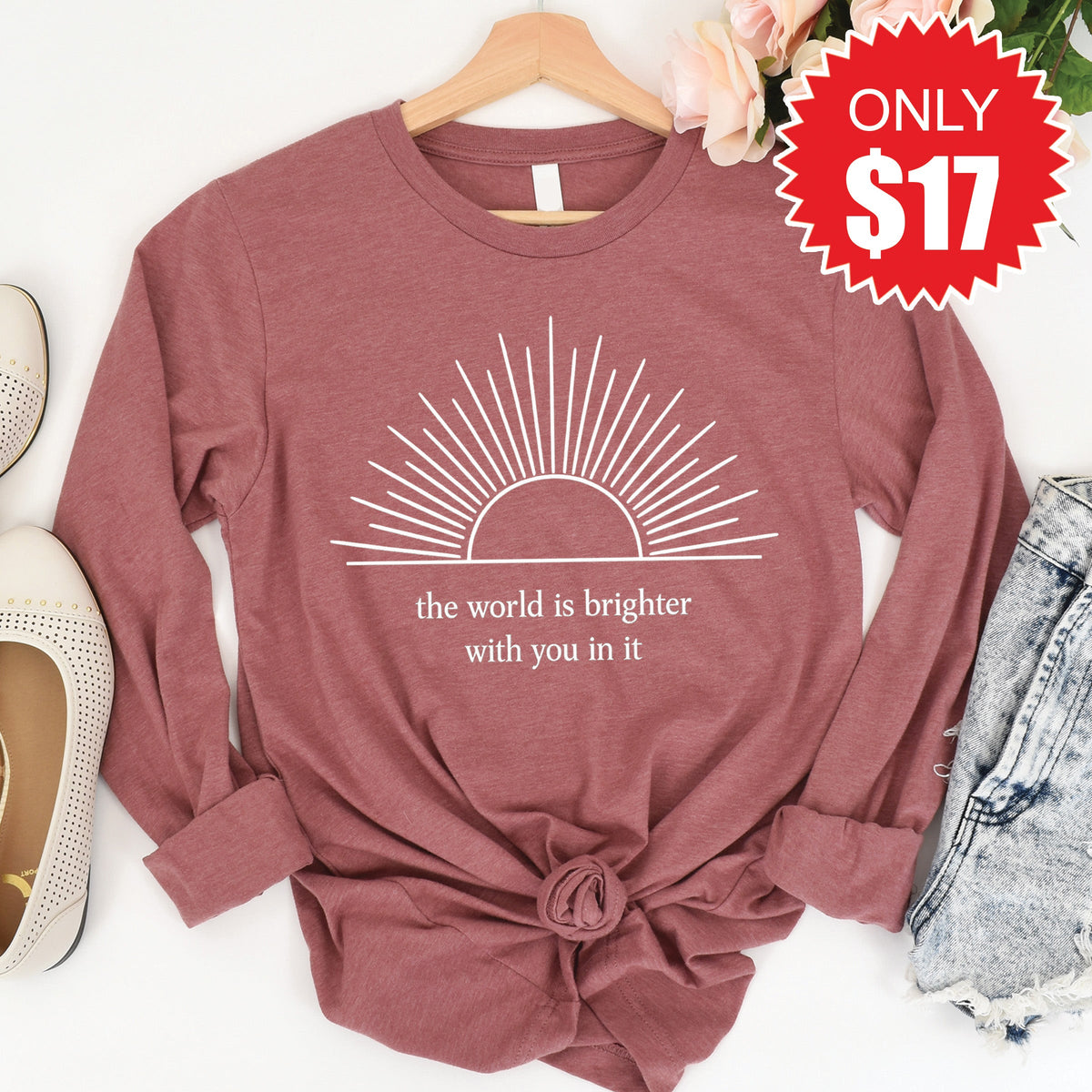 The World Is Brighter Long Sleeve - Heather Mauve - 17 product image 1