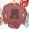 Jesus Saved My Life Long Sleeve - Heather Mauve - 17 product image 1
