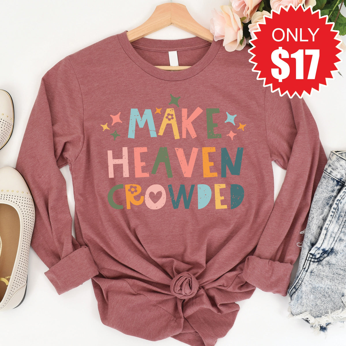 Make Heaven Crowded Long Sleeve - Heather Mauve - 17 product image 1