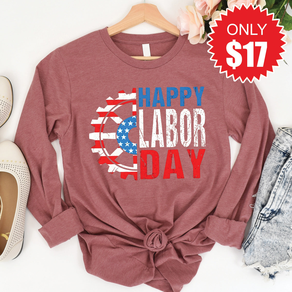 Happy Labor Day Long Sleeve - Heather Mauve - 17 product image 1
