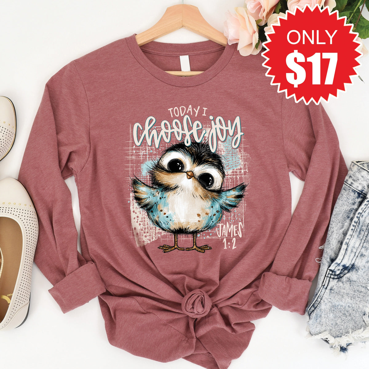 Choose Joy Long Sleeve - Heather Mauve - 17 product image 1