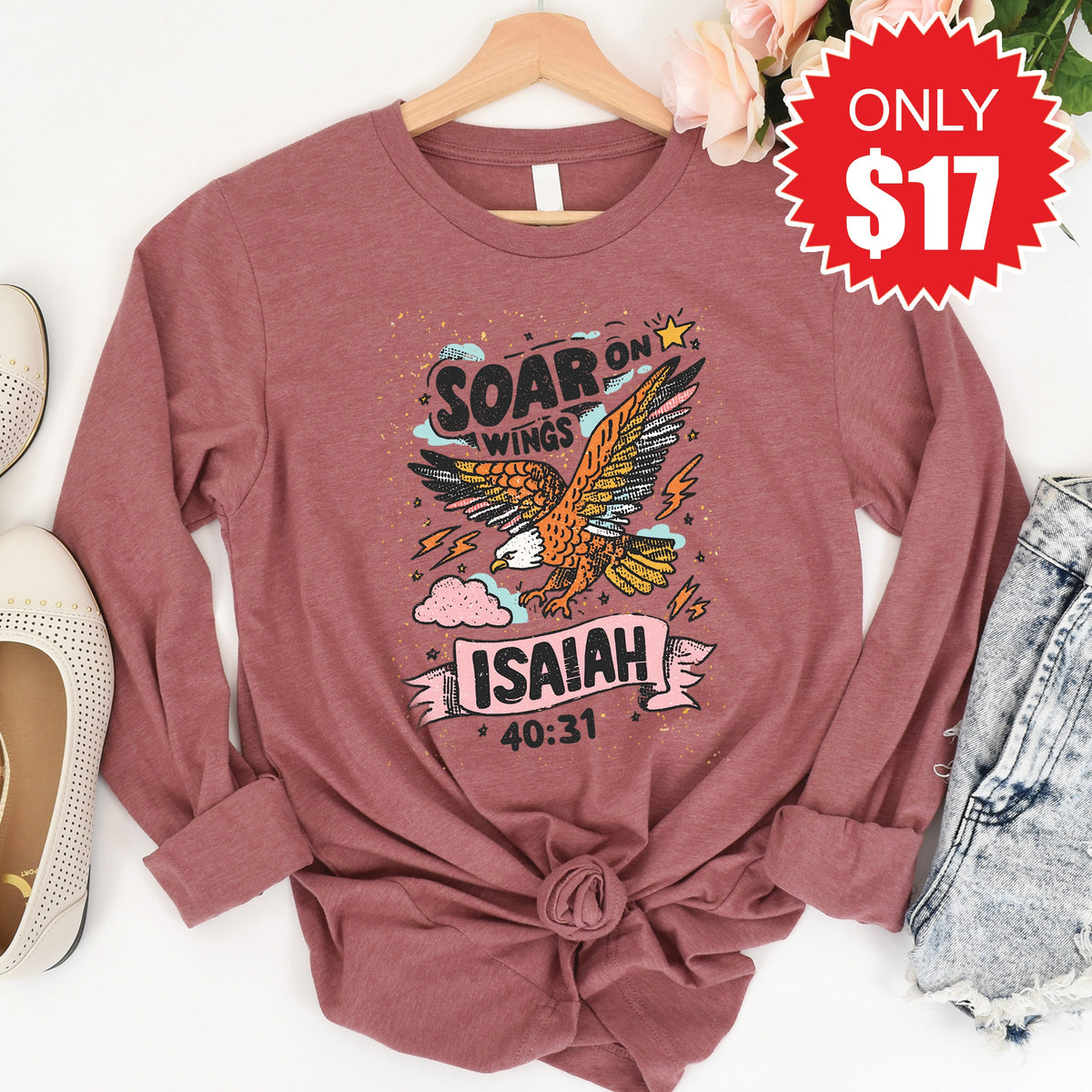 Soar On Wings Long Sleeve - Heather Mauve - 17 product image 1