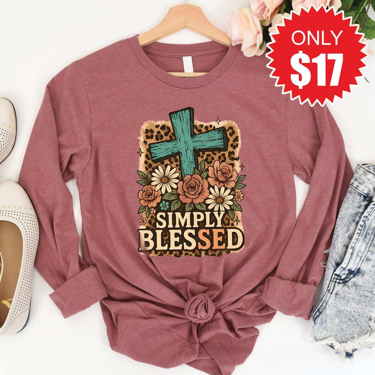 Simply Blessed Long Sleeve - Heather Mauve - 17 product image 1