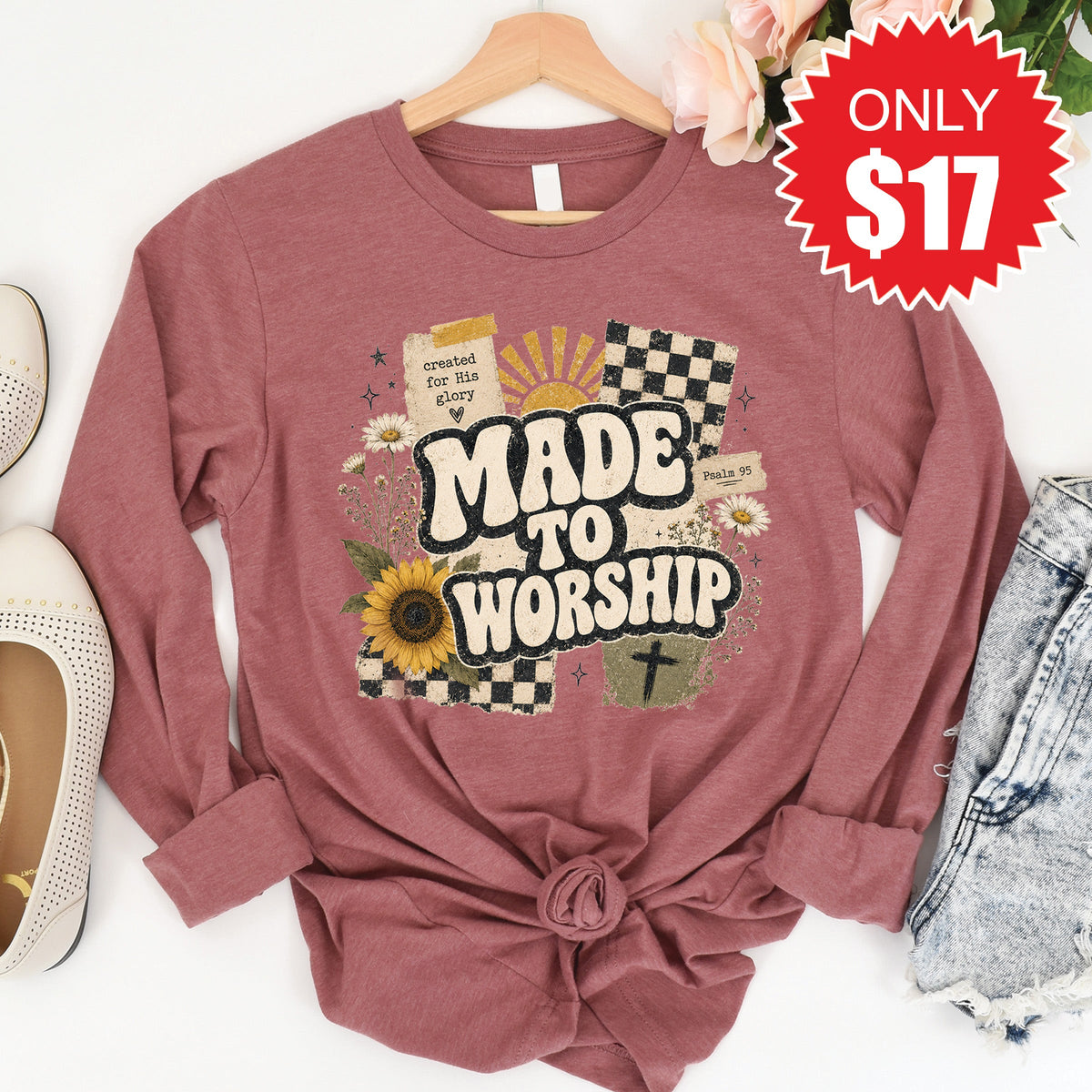 Made To Worship Long Sleeve - Heather Mauve - 17 product image 1