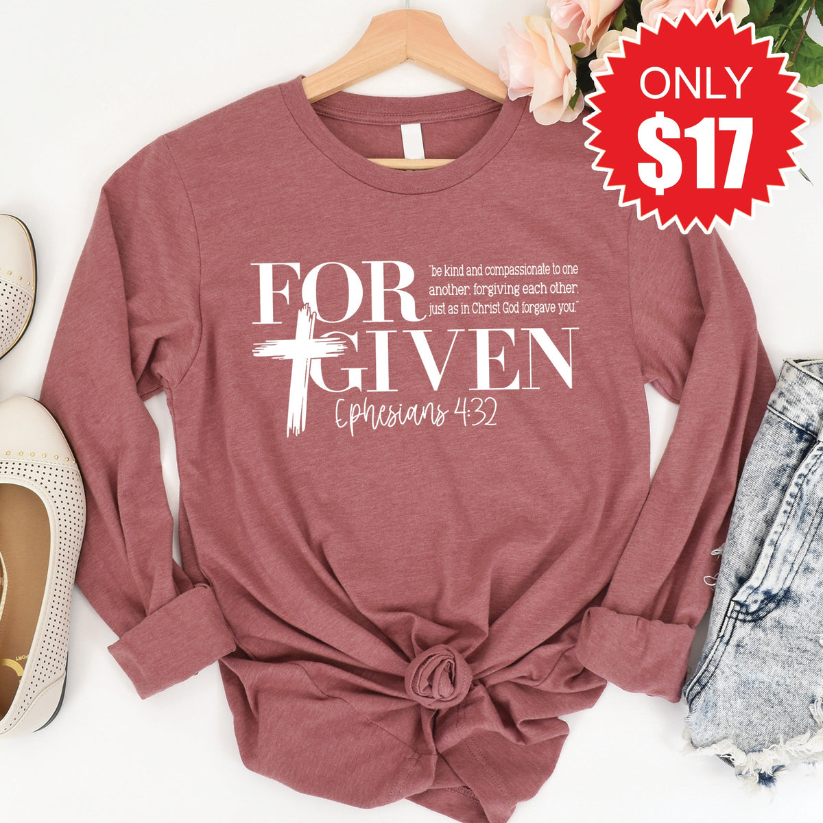 Forgiven Long Sleeve - Heather Mauve - 17 product image 1
