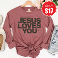 Jesus Loves You Long Sleeve - Heather Mauve - 17 product image 1