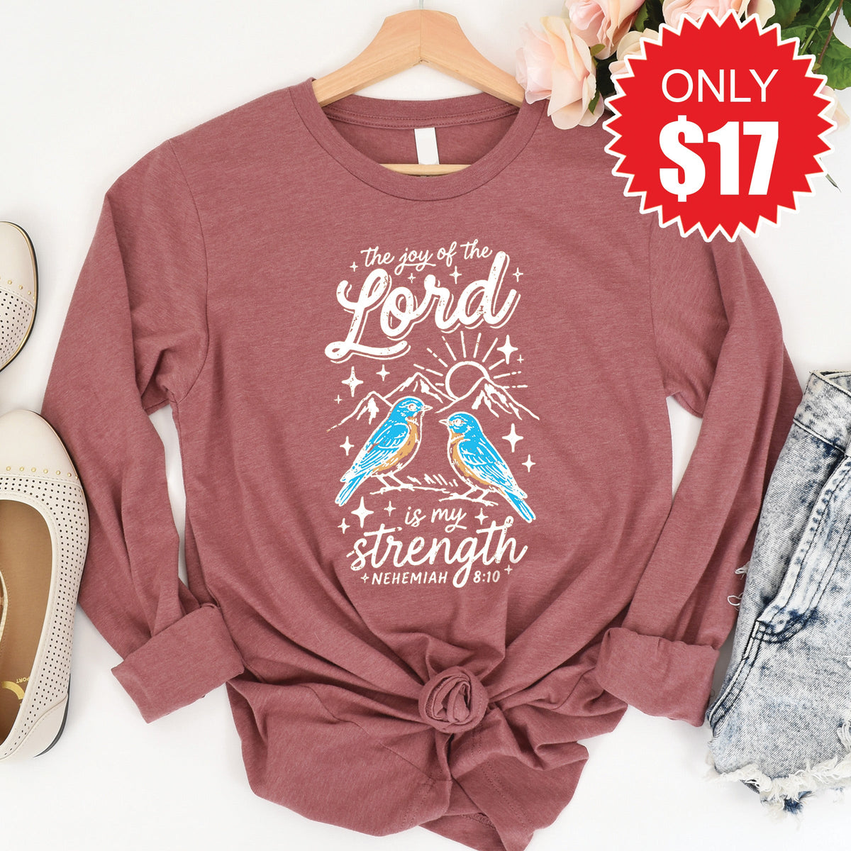 The Joy Of Lord Long Sleeve - Heather Mauve - 17 product image 1