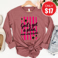 God's Got A Plan Long Sleeve - Heather Mauve - 17 product image 1