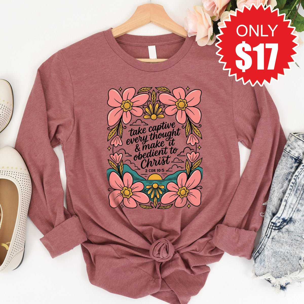 Take Every Thought Captive Long Sleeve - Heather Mauve - 17 product image 1