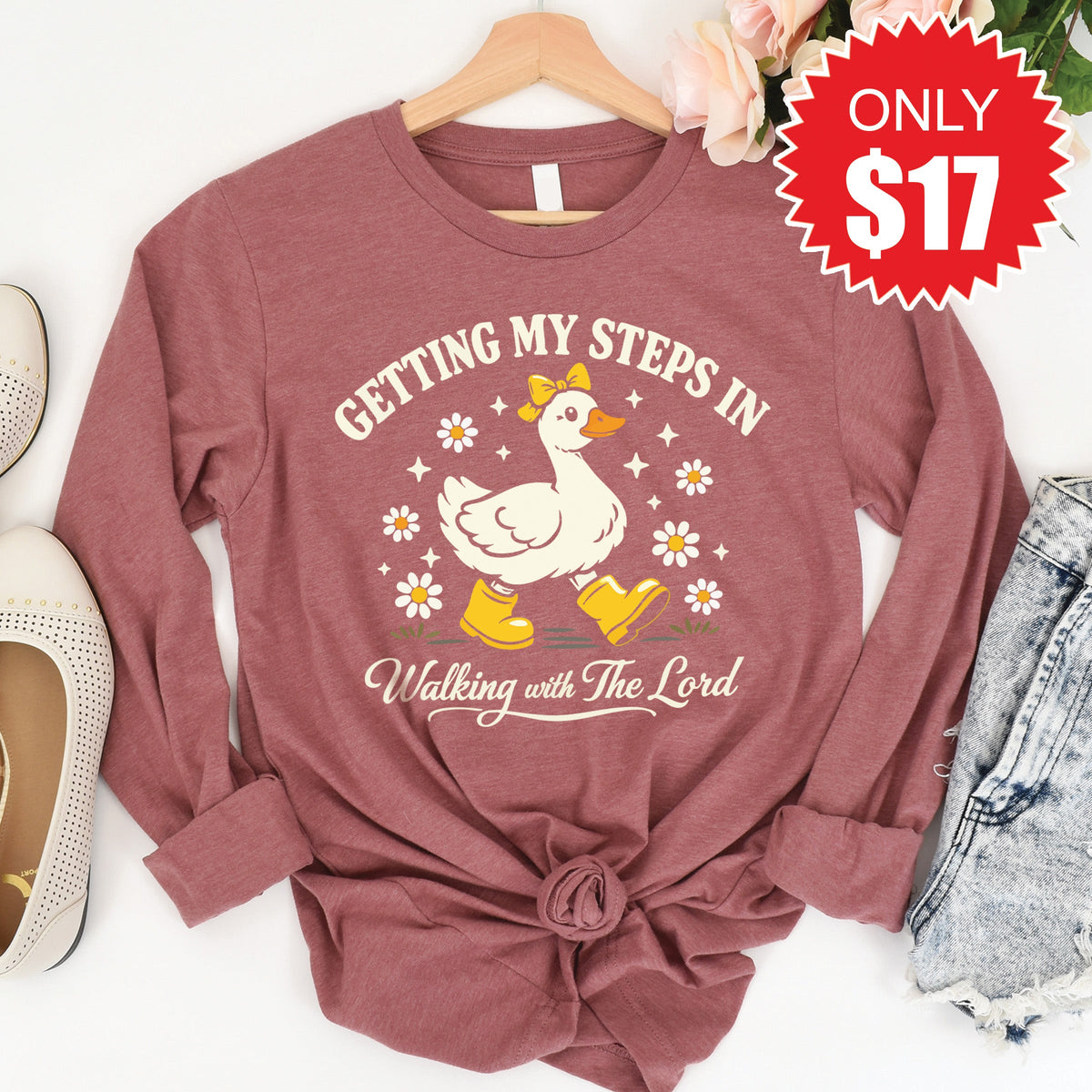 Getting My Steps In Long Sleeve - Heather Mauve - 17 product image 1