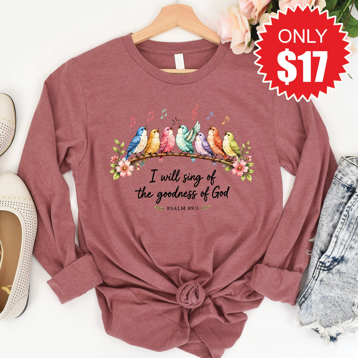 Goodness of God Long Sleeve - Heather Mauve - 17 product image 1