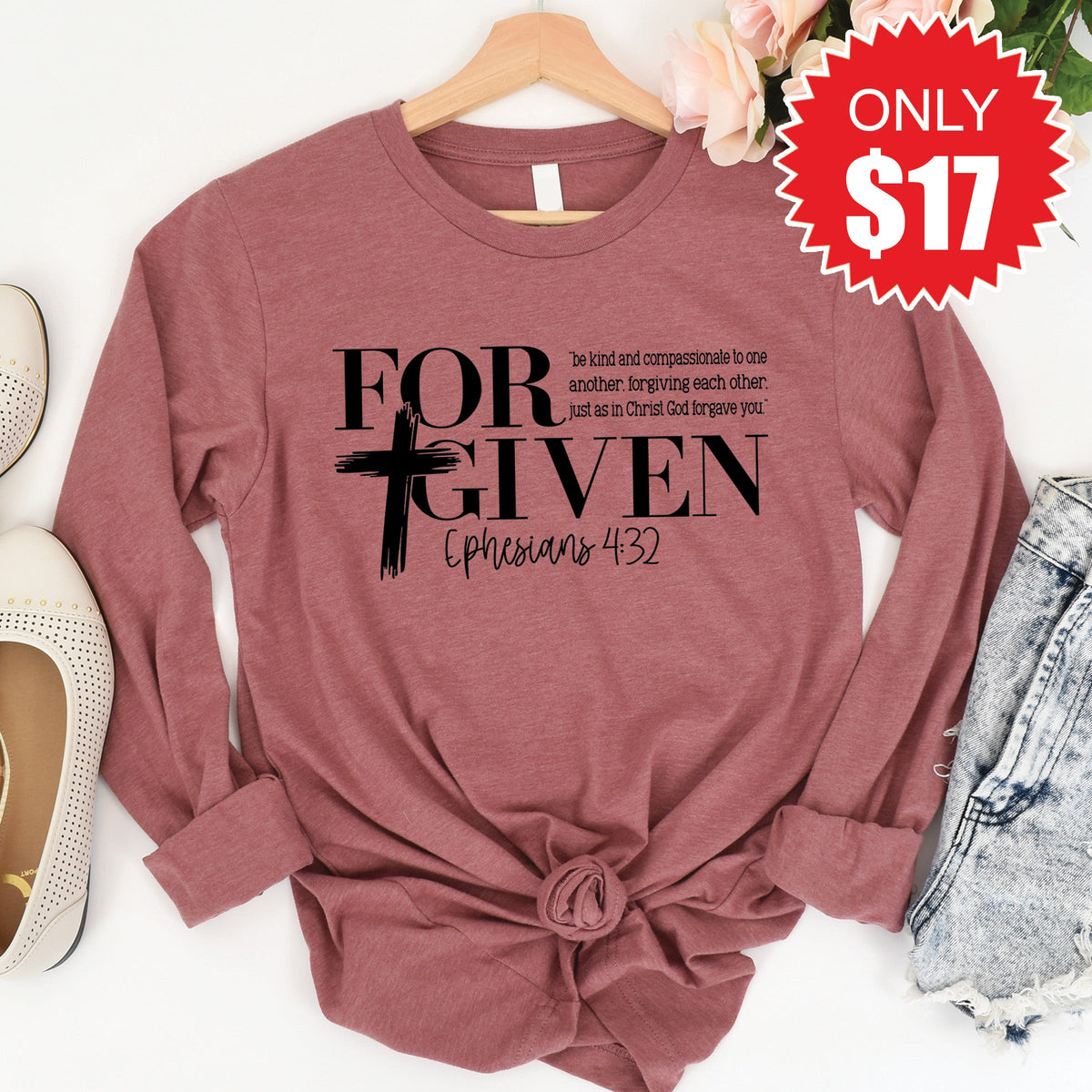 Forgiven Long Sleeve - Heather Mauve - 17 product image 1
