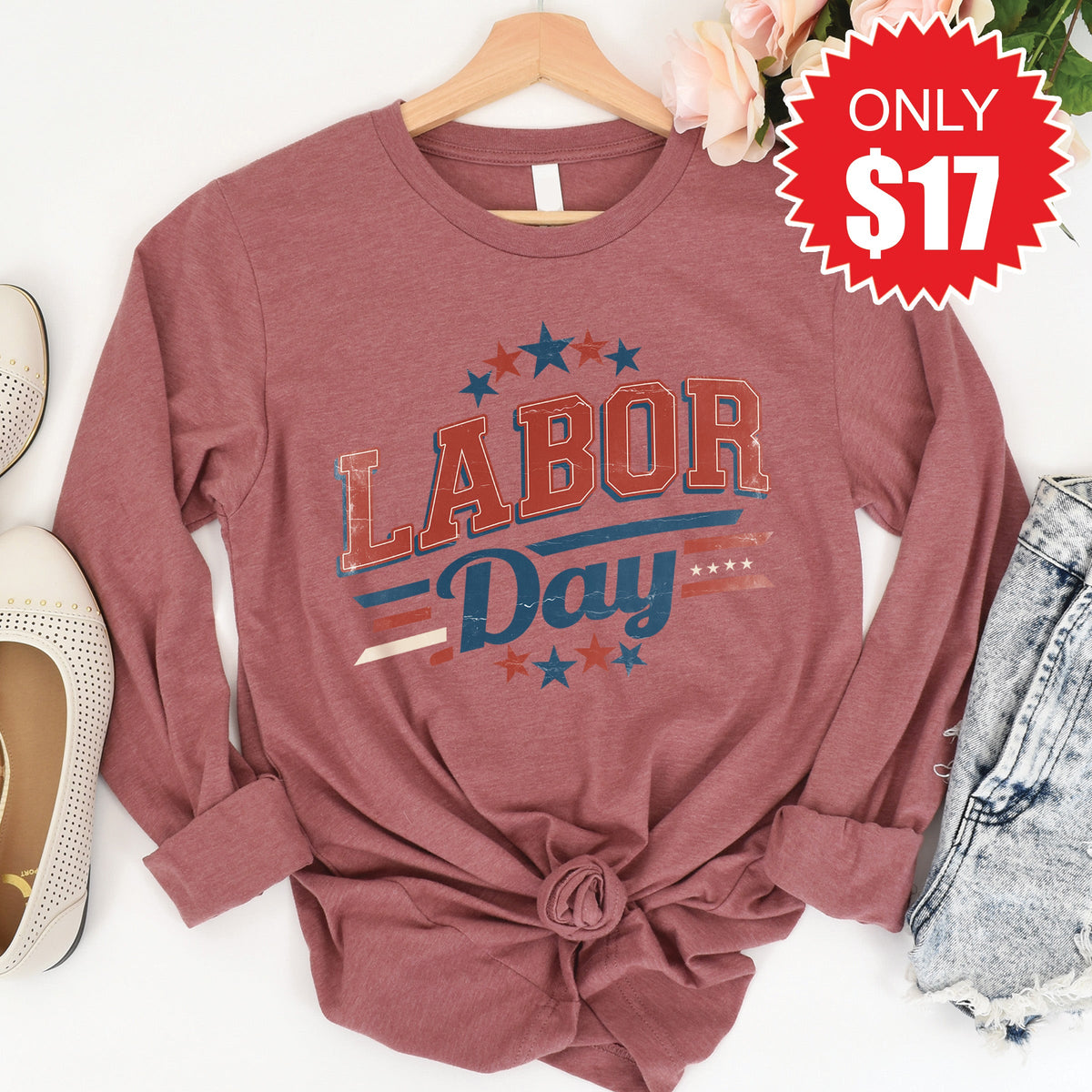Labor Day Long Sleeve - Heather Mauve - 17 product image 1