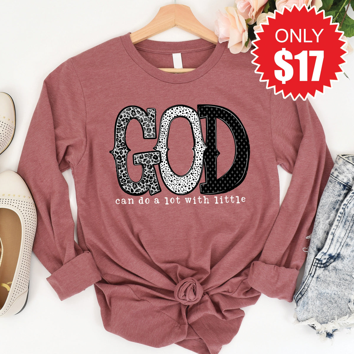 God Can Do A Lot Long Sleeve - Heather Mauve - 17 product image 1