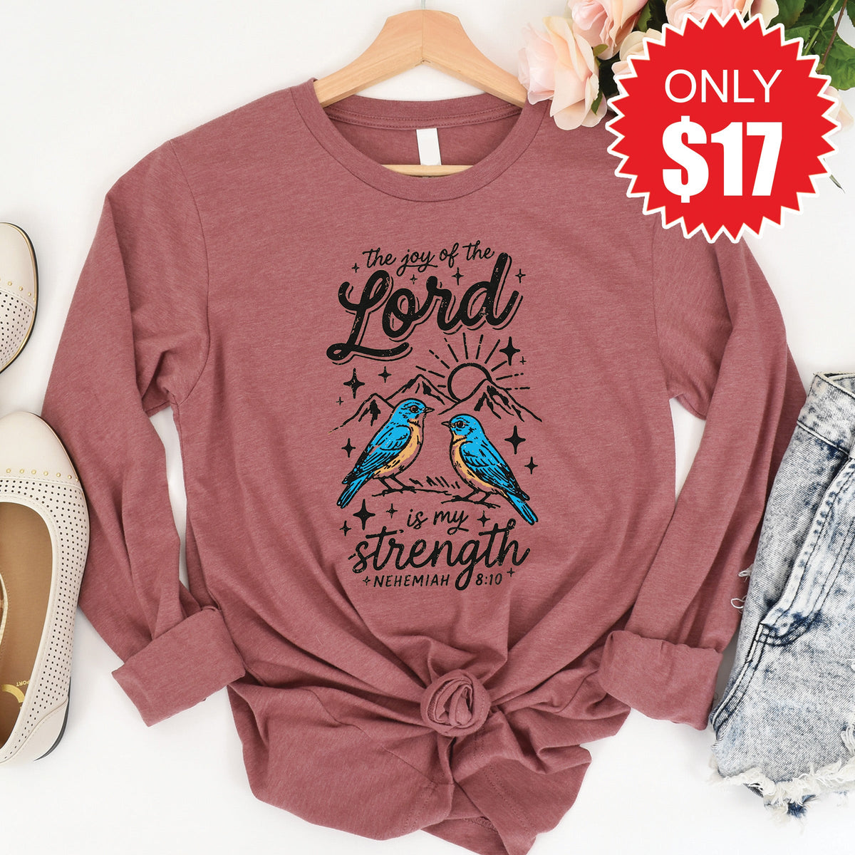 The Joy Of Lord Long Sleeve - Heather Mauve - 17 product image 1
