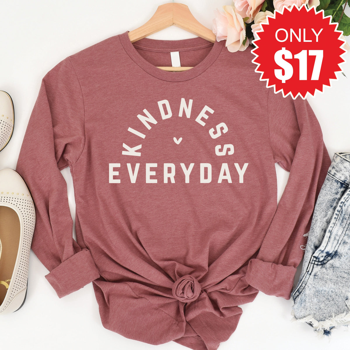 Kindness Everyday Long Sleeve - Heather Mauve - 17 product image 1