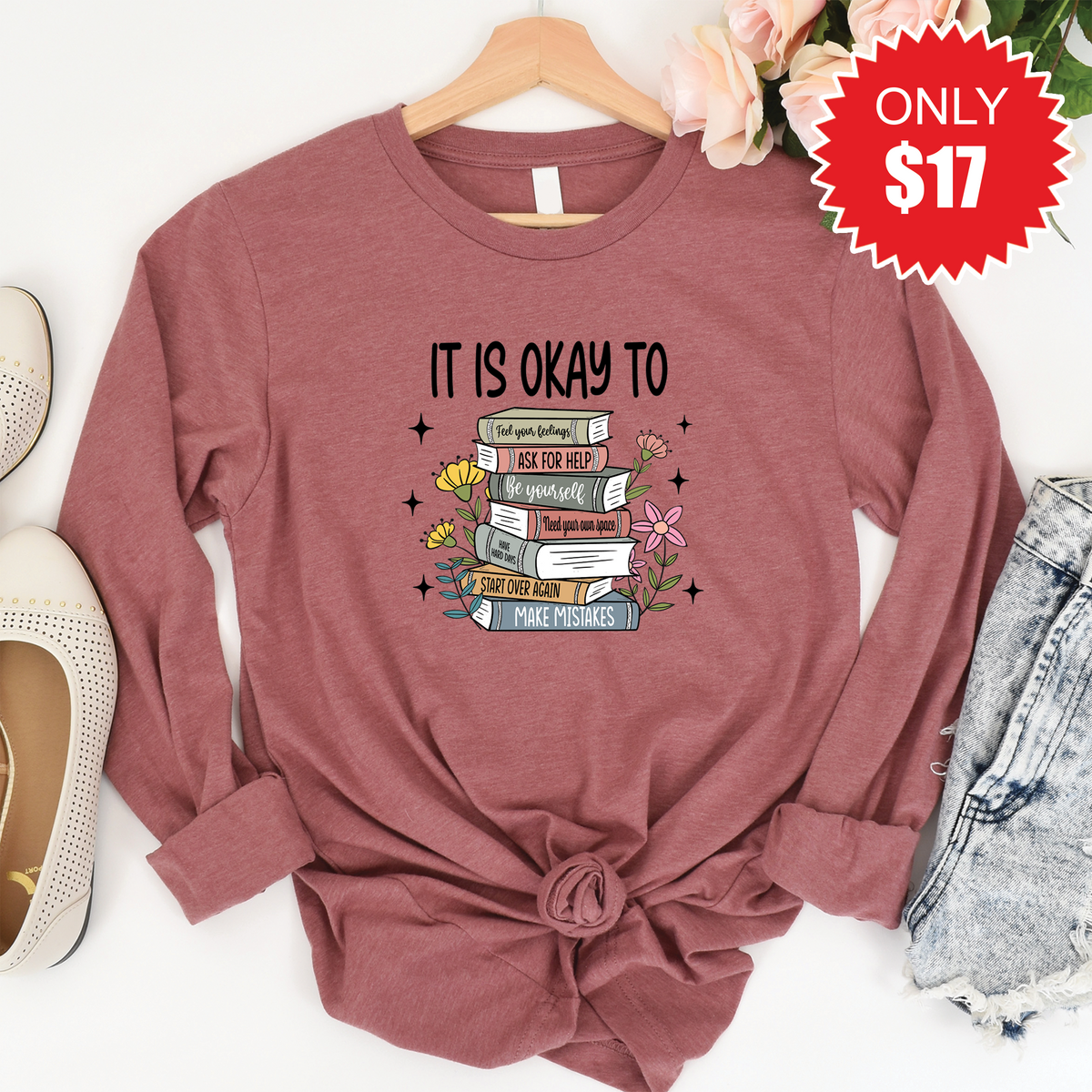 It Is Okay Long Sleeve - Heather Mauve - 17 product image 1