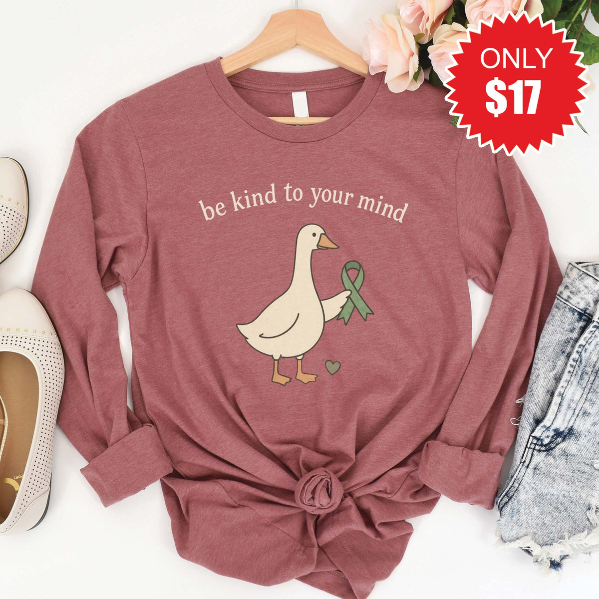 Be Kind To Your Mind Long Sleeve - Heather Mauve - 17 product image 1