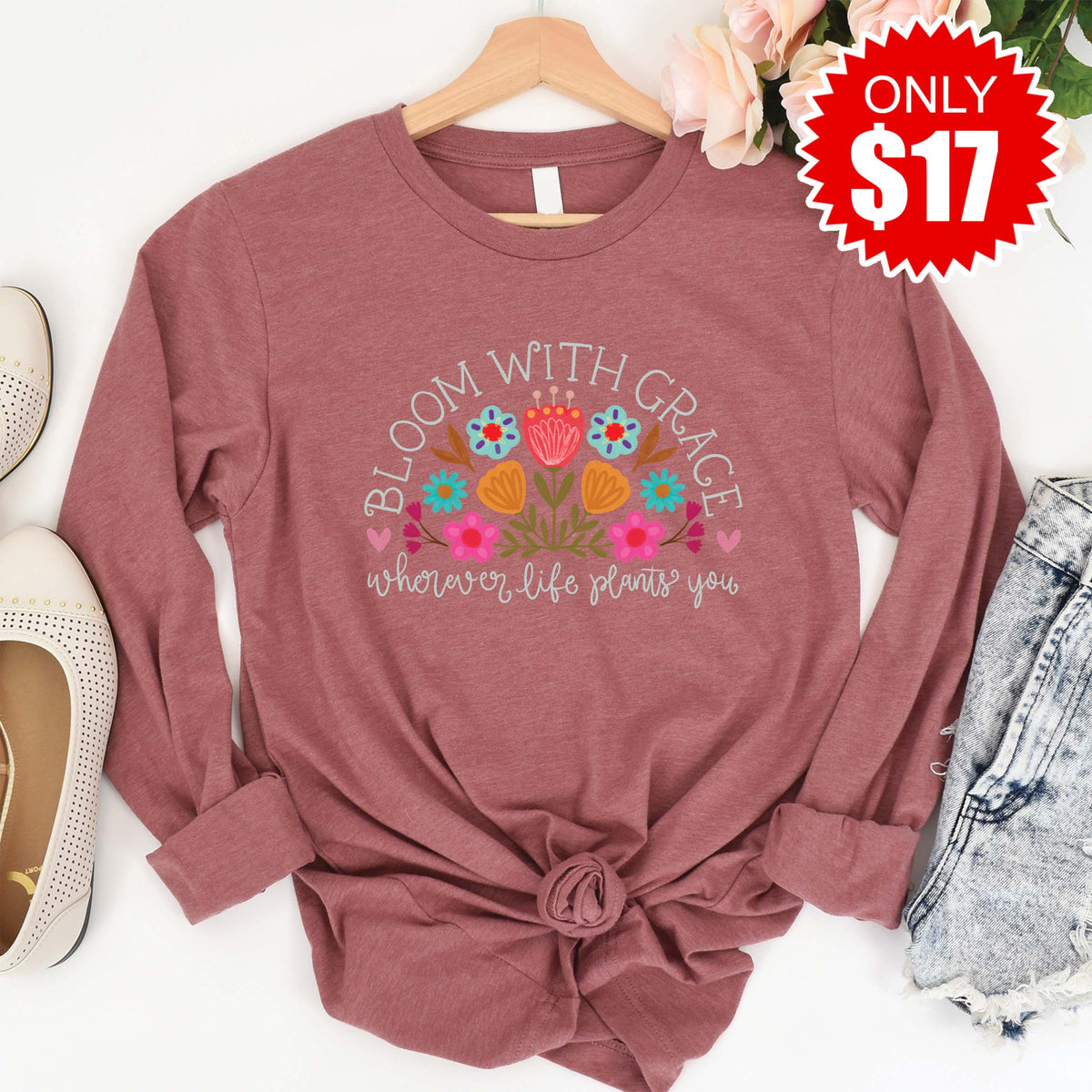 Bloom With Grace Long Sleeve - Heather Mauve - 17 product image 1
