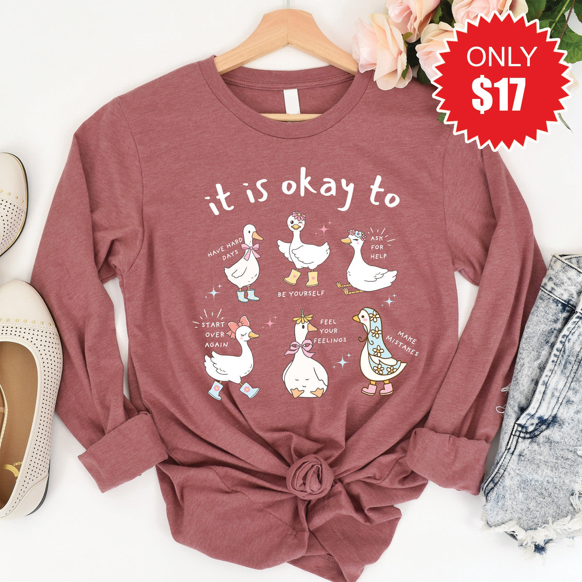 It Is Okay Long Sleeve - Heather Mauve - 17 product image 1