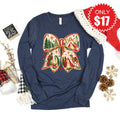 Christmas Bow Long Sleeve - Heather Navy - 17 product image 1