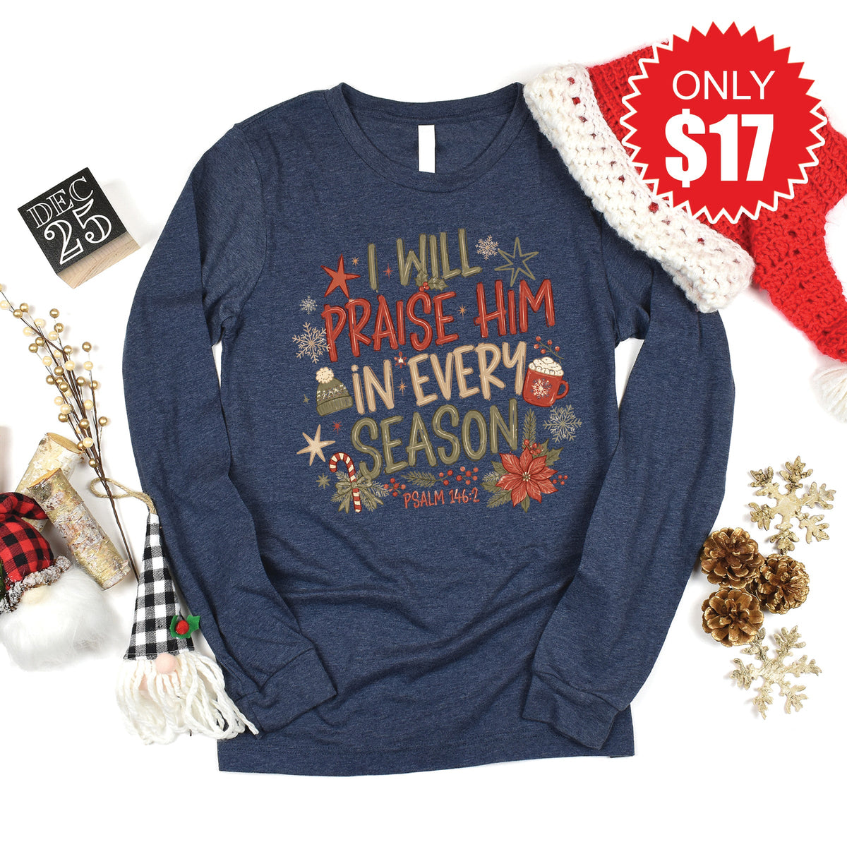 Praise Him Long Sleeve - Heather Navy - 17 product image 1