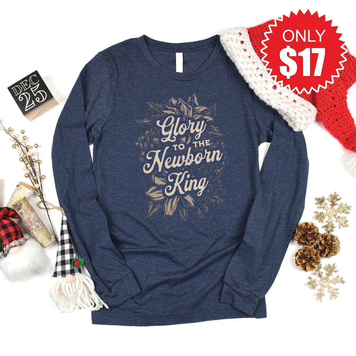 Newborn King Long Sleeve - Heather Navy - 17 product image 1
