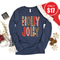Holly Jolly Long Sleeve - Heather Navy - 17 product image 1