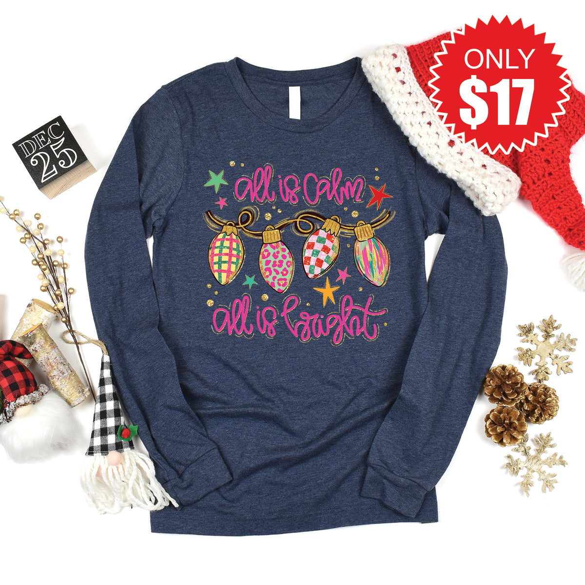 All Is Calm Long Sleeve - Heather Navy - 17 product image 1