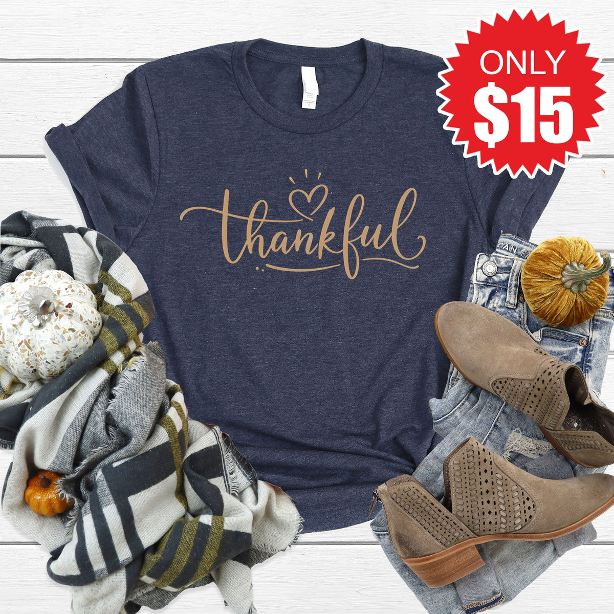 Thankful Tee - Heather Navy - 15 product image 1