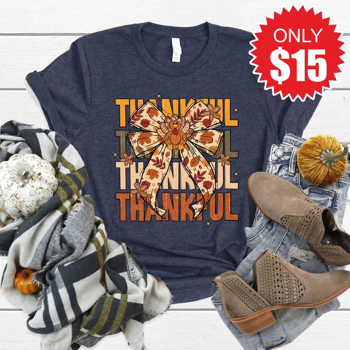 Thankful Tee - Heather Navy - 15 product image 1
