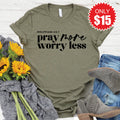 Pray More, Worry Less Tee - Heather Olive - 15 product image 1