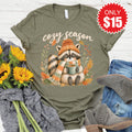 Cozy Season Raccoon Tee - Heather Olive - 15 product image 1