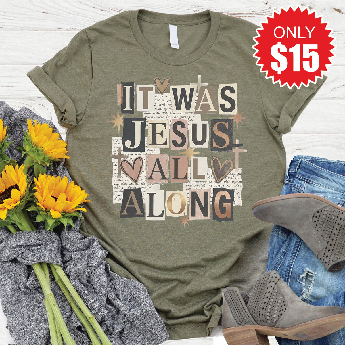 It Was Jesus Tee - Heather Olive - 15 product image 1