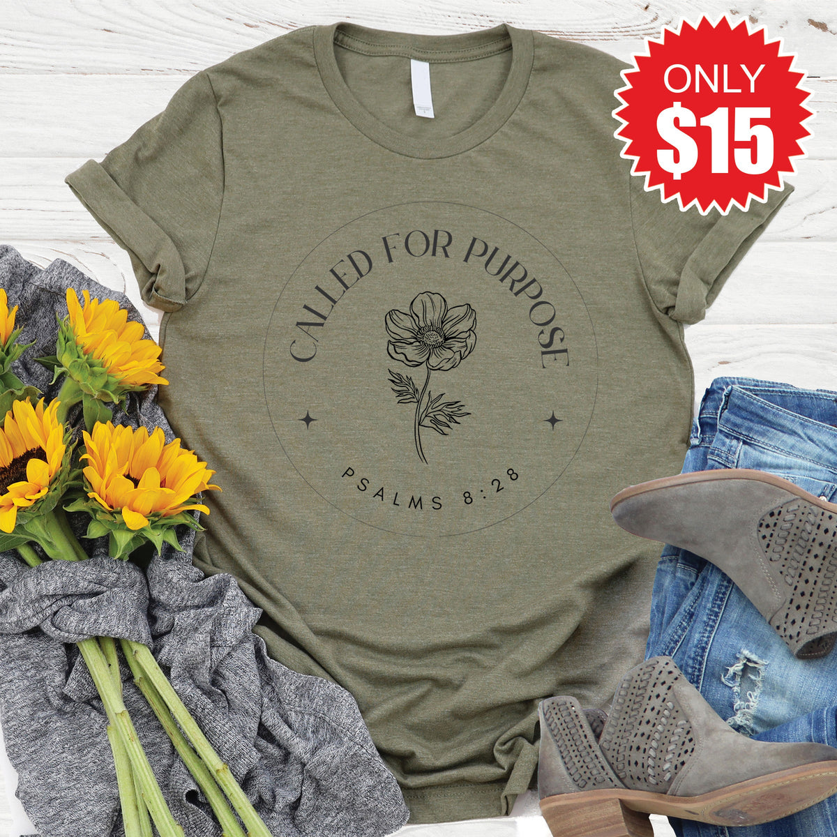 Called For Purpose Tee - Heather Olive - 15 product image 1