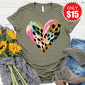 Leopard Heart Tee - Heather Olive - 15 product image 1