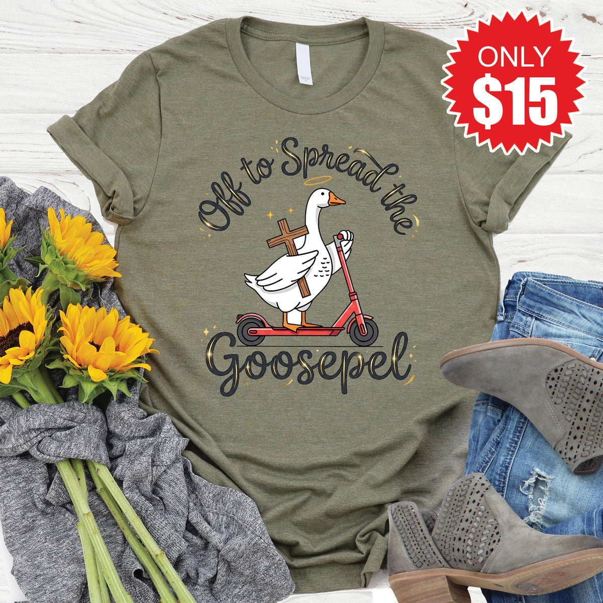 Goosepel Tee - Heather Olive - 15 product image 1