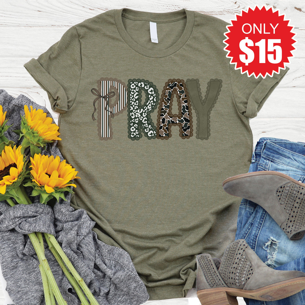 Pray Tee - Heather Olive - 15 product image 1