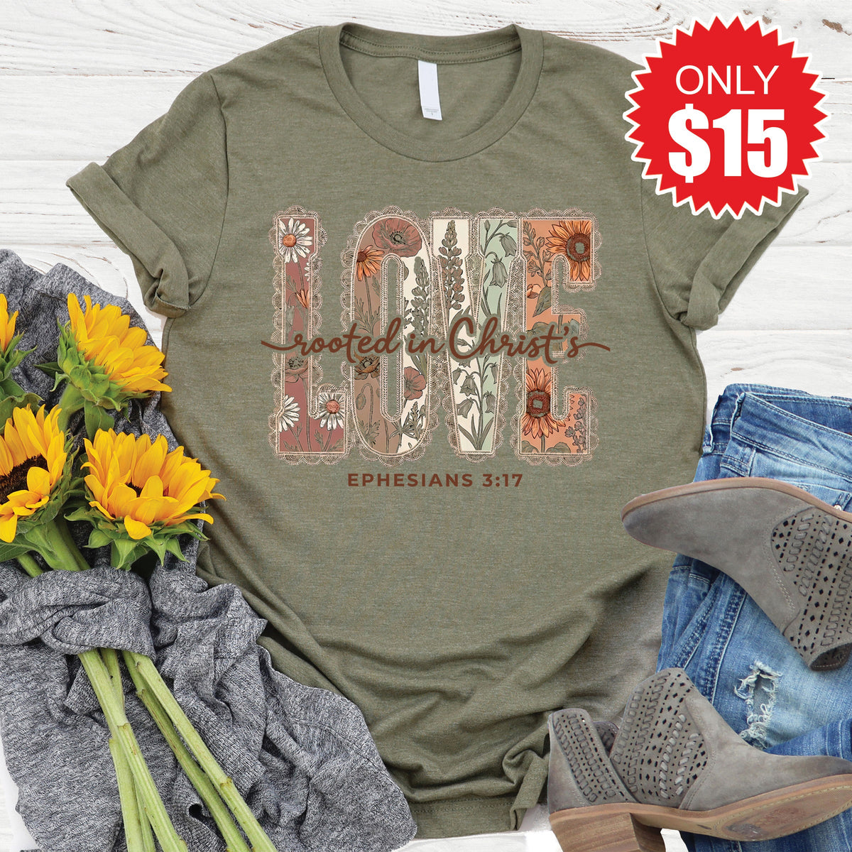 Rooted In Chris Tee - Heather Olive - 15 product image 1