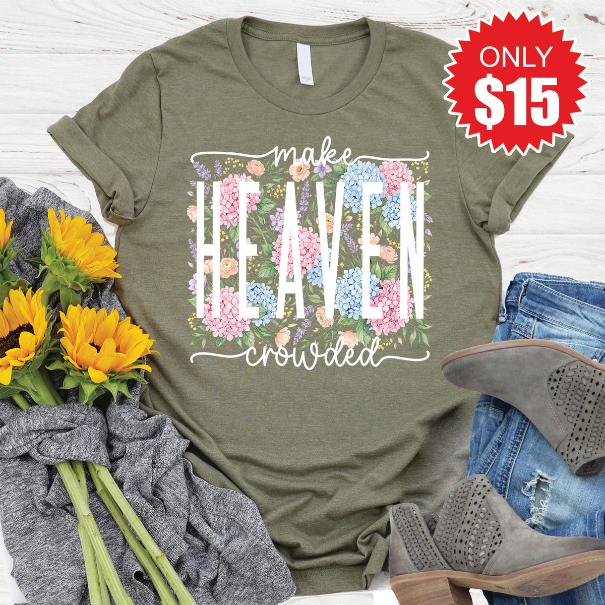 Make Heaven Crowded Tee - Heather Olive - 15 product image 1