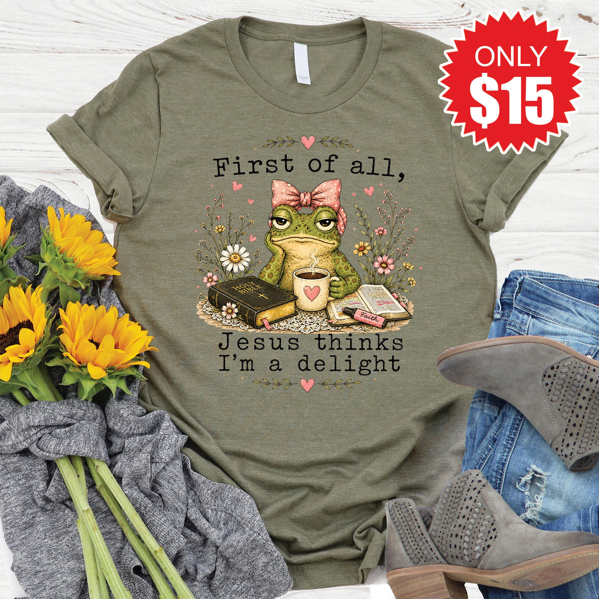 I'm A Delight Tee - Heather Olive - 15 product image 1