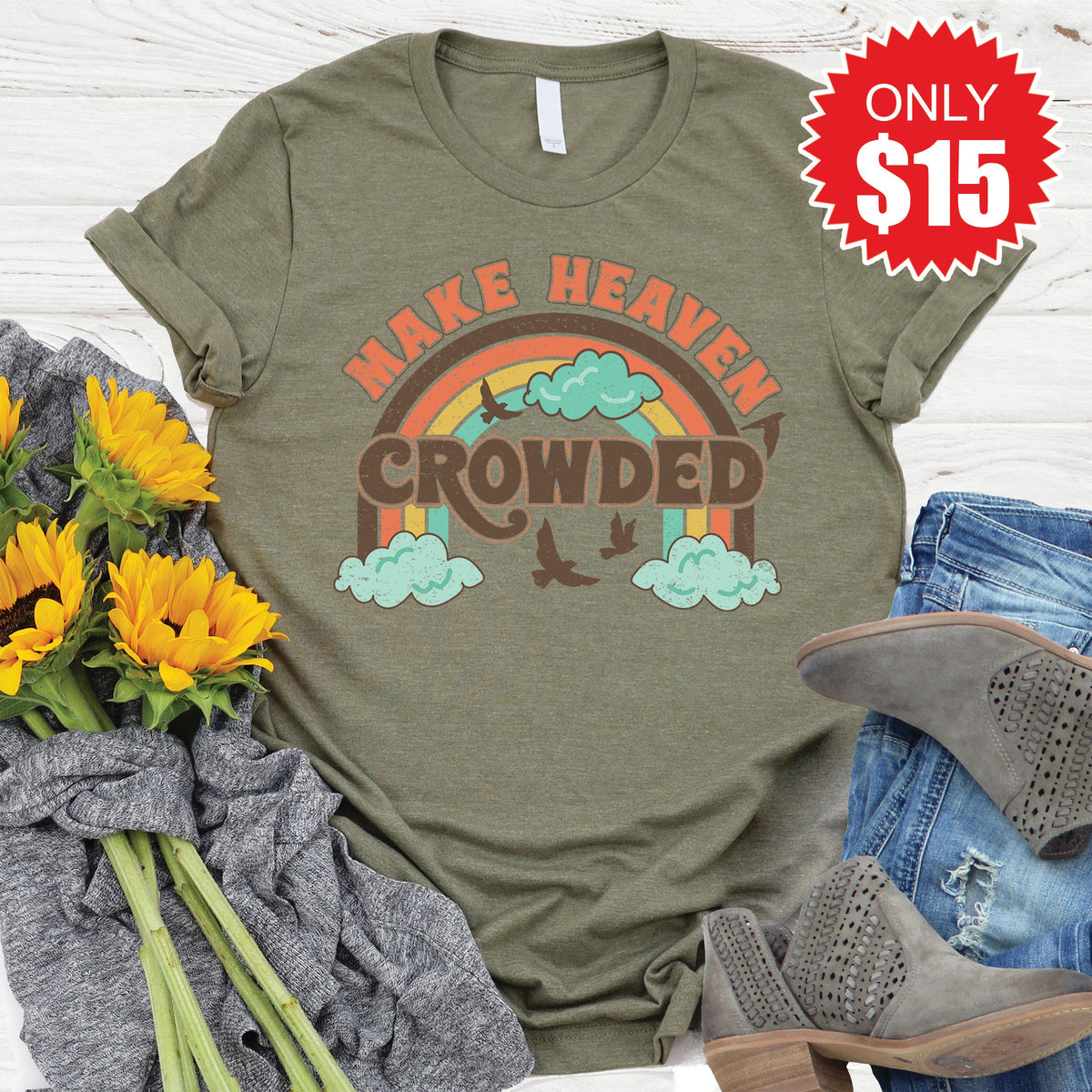 Make Heaven Crowded Tee - Heather Olive - 15 product image 1