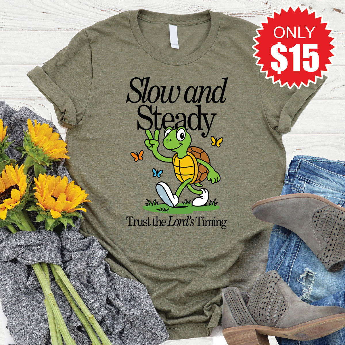 Slow And Steady Tee - Heather Olive - 15 product image 1