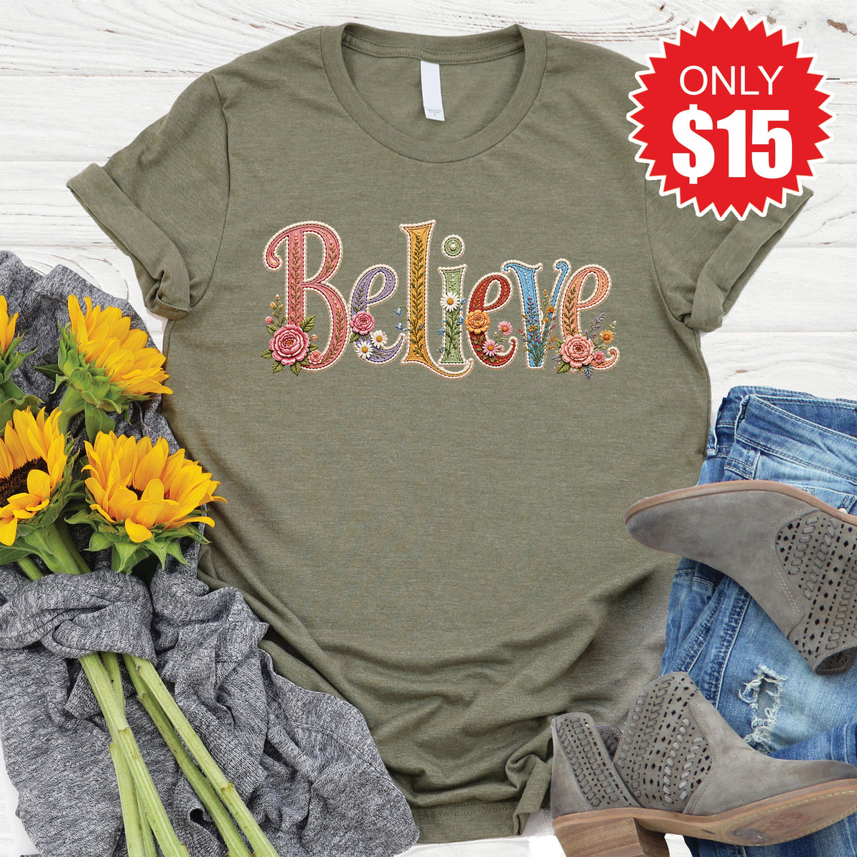 Believe Tee - Heather Olive - 15 product image 1
