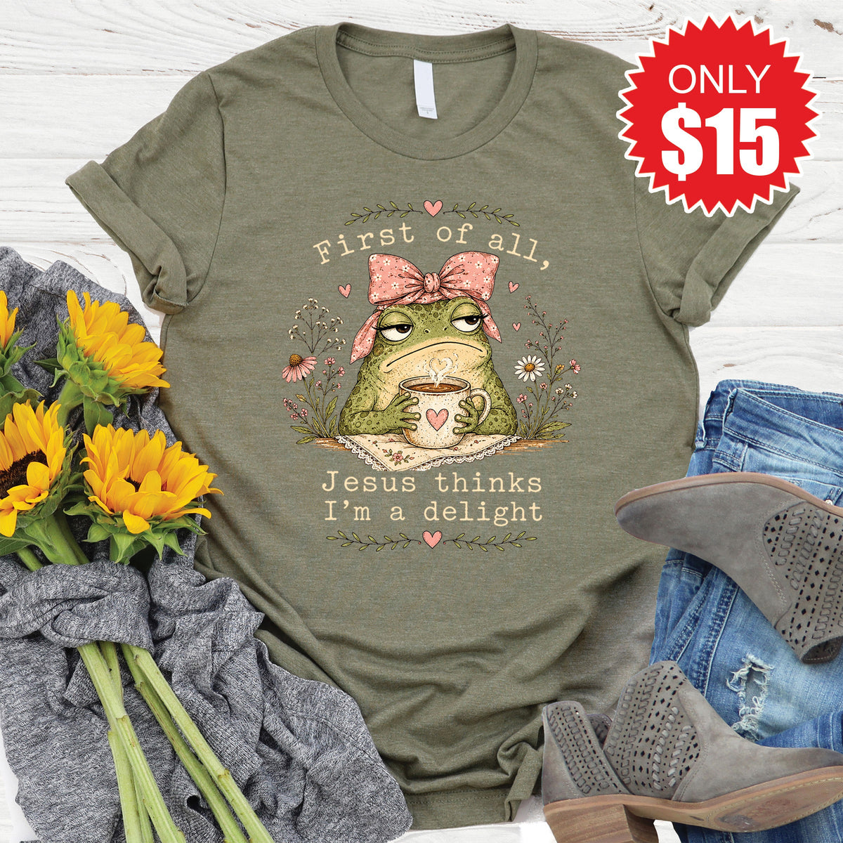 I'm A Delight Tee - Heather Olive - 15 product image 1