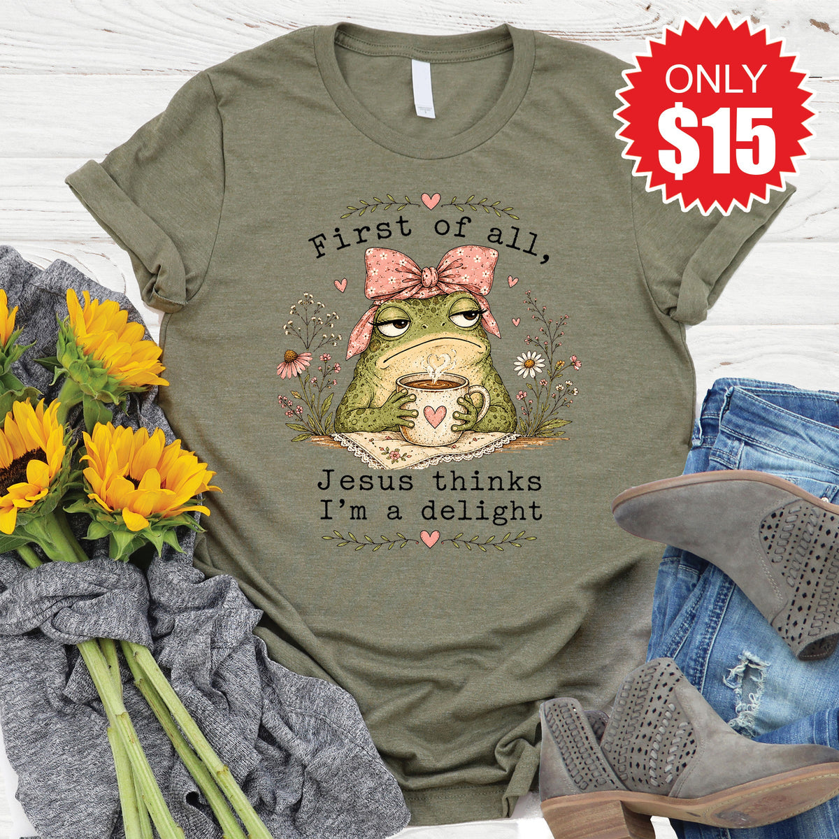 I'm A Delight Tee - Heather Olive - 15 product image 1