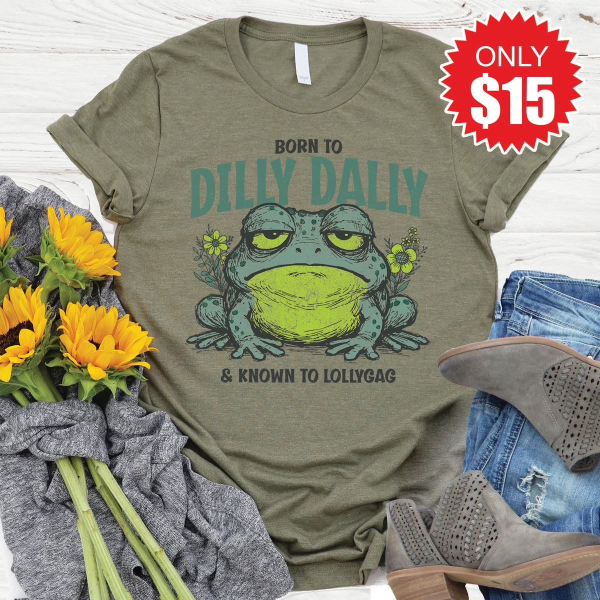 Dilly Dally Tee - Heather Olive - 15 product image 1