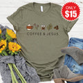 Coffee and Jesus Tee - Heather Olive - 15 product image 1