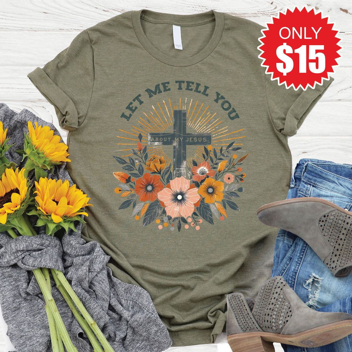 About My Jesus Tee - Heather Olive - 15 product image 1