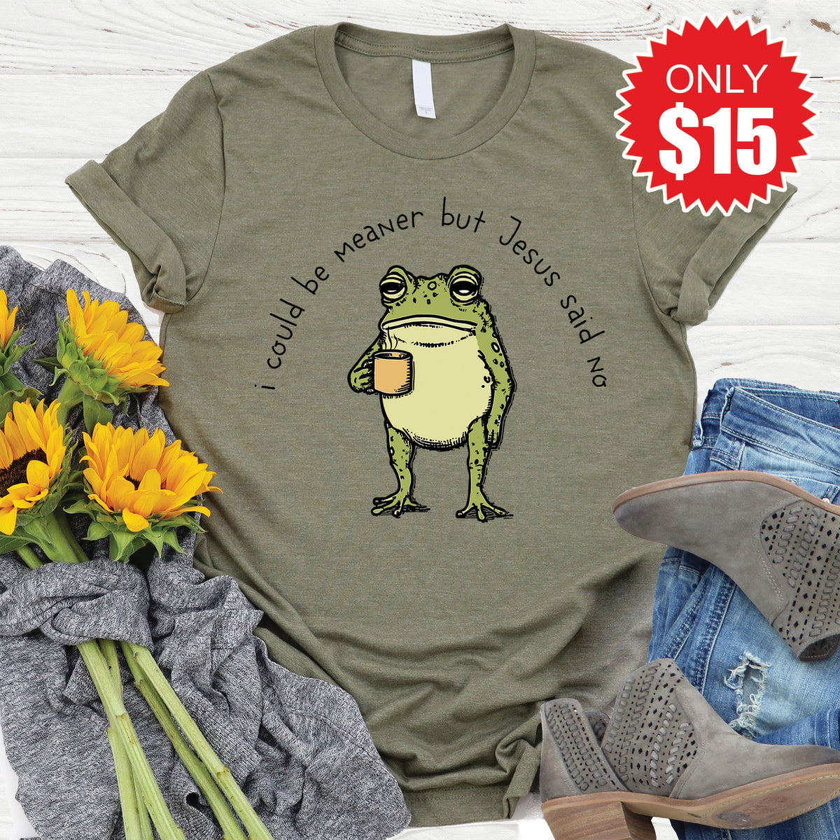 Jesus Said No Tee - Heather Olive - 15 product image 1